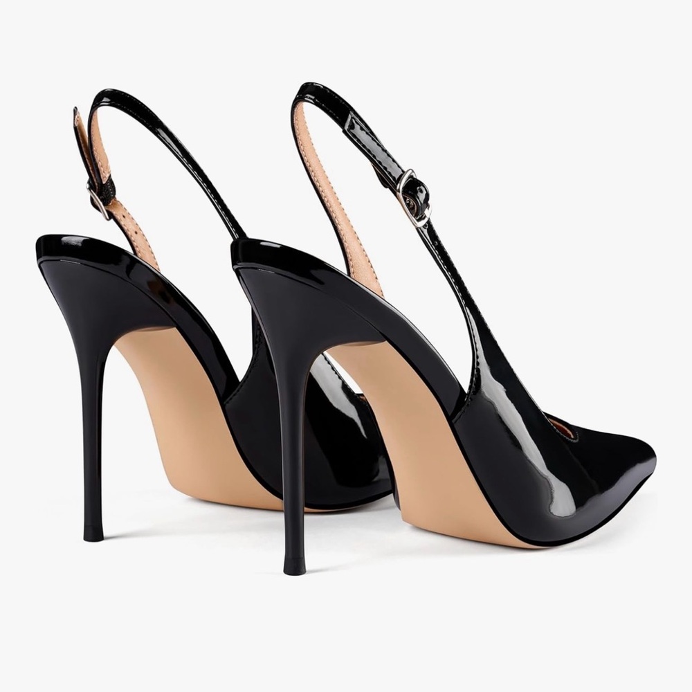 Black Patent Slingback Stiletto Heels